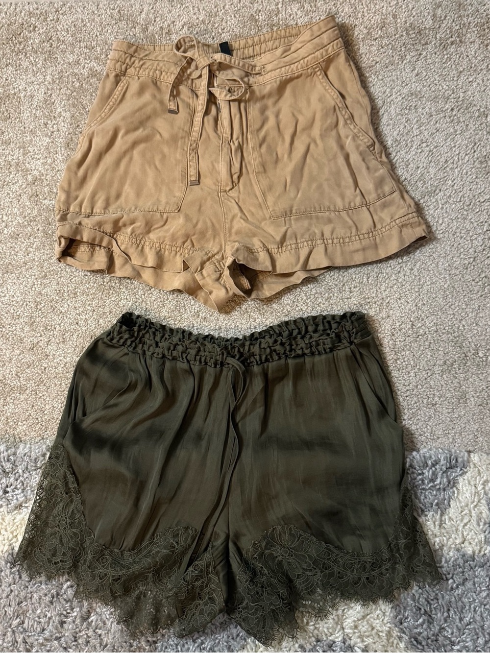 H&M Women's High Waist Shorts in Tan and Olive